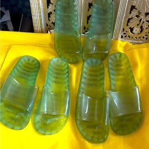 3 x Green Jelly Slide slippers slip on jelly slides sandals rubber flats shoes